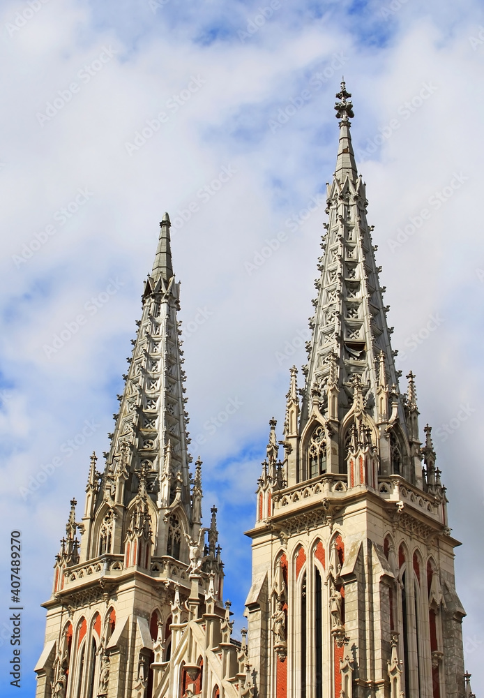 Domes of St. Nicholas Roman Catholic Cathedral in Kyiv, Ukraine