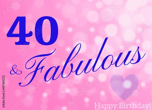 Canvas Print 40th birthday card wishes illustration