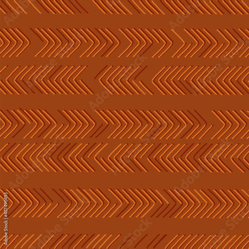 Hand drawn seamless pattern with imitation of knitting in boho colors, brick colors