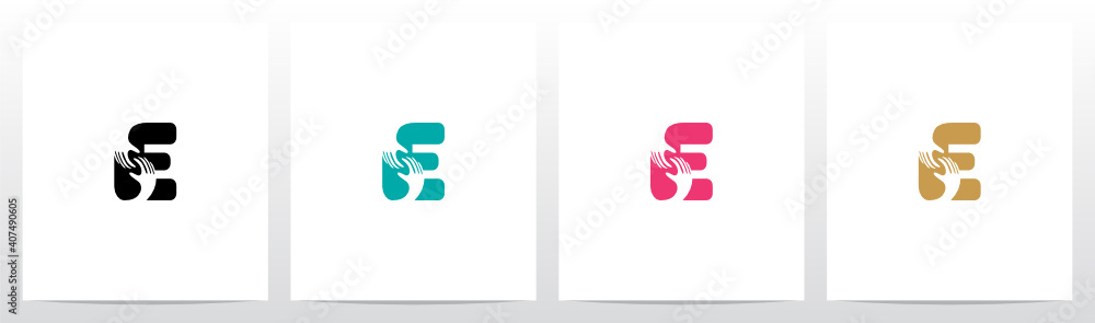  Two Hands On Letter Logo Design E