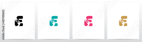  Two Hands On Letter Logo Design E
