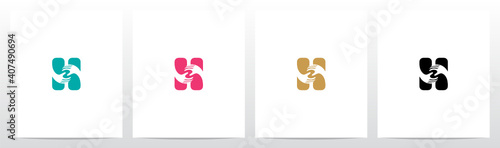  Two Hands On Letter Logo Design H