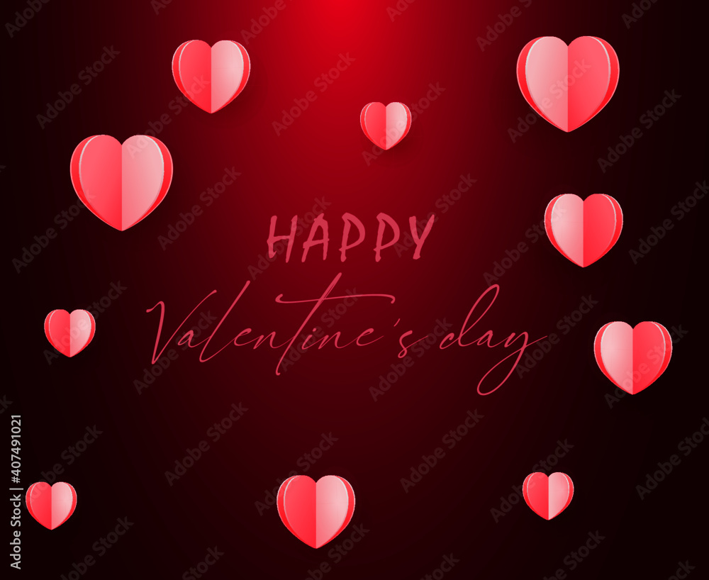 Happy valentine's day.3d hearts symbol.holiday romantic.