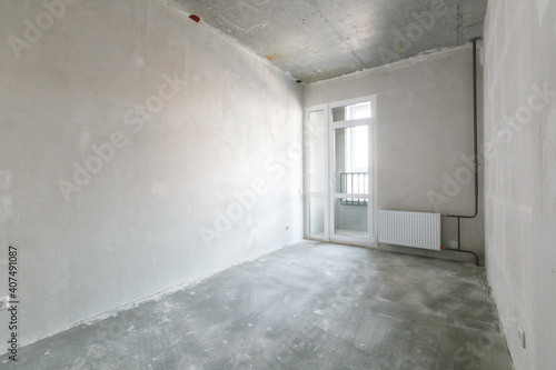 interior of the apartment without decoration in gray colors