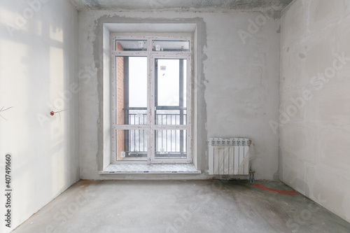 interior of the apartment without decoration in gray colors