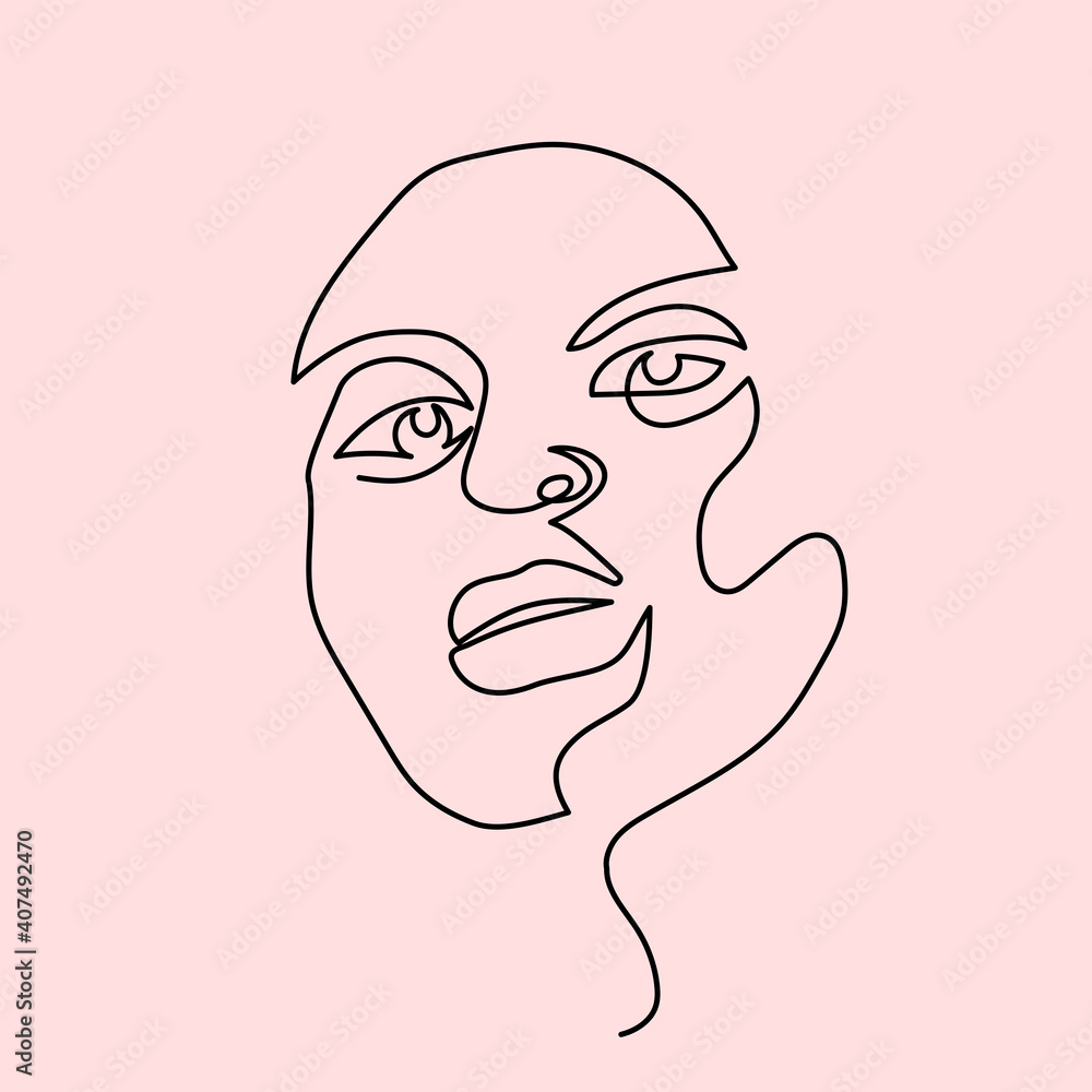 Modern Abstract Woman Face, Continuous line Illustration Modern Abstract Woman Face, Continuous line Illustration