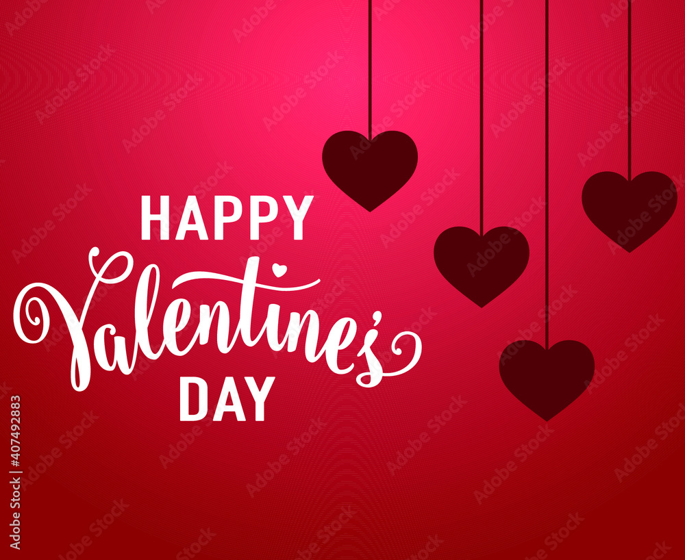 Happy valentine's day lettering with red heart Free Vector