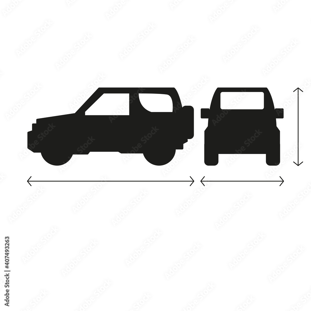 Overall dimensions of the car. Simple vector illustration on a white background.
