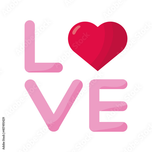 love word with heart valentines day icon