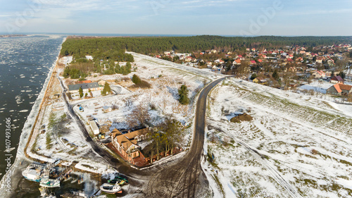 Ujście Wisły Mikoszewo dron zimą