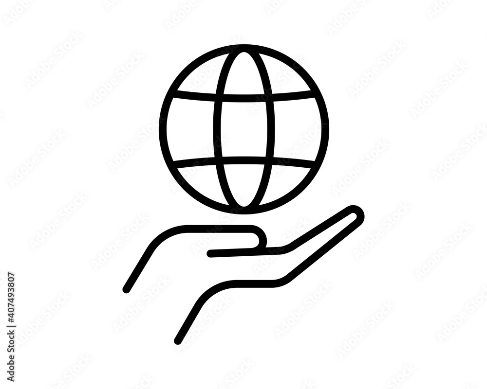 hands holding globe earth web black icon. save earth concept vector illustration hands holding globe earth web black icon. save earth concept vector illustration