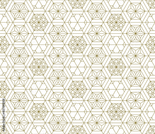 Seamless traditional Japanese ornament Kumiko.Golden color lines.