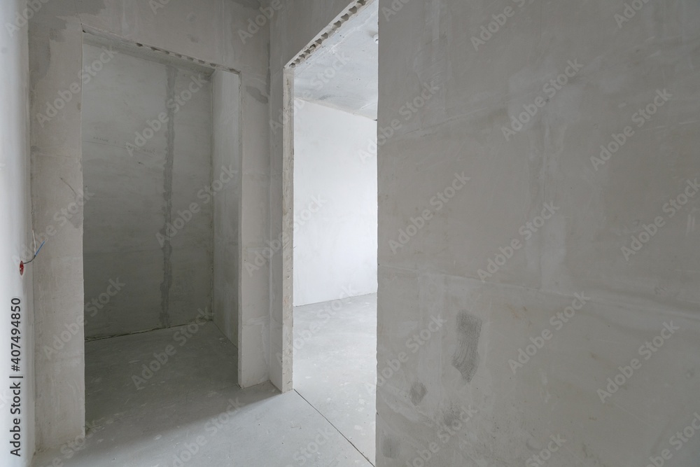 interior of the apartment without decoration in gray colors interior of the apartment without decoration in gray colors