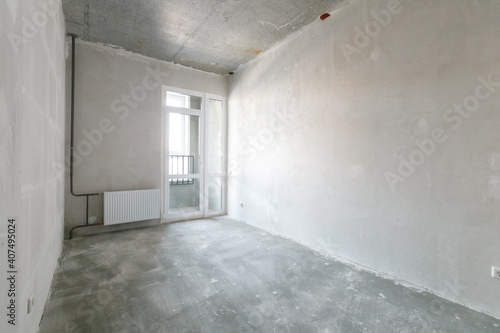 interior of the apartment without decoration in gray colors