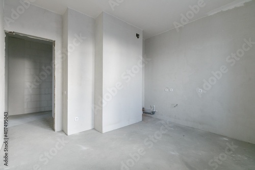 interior of the apartment without decoration in gray colors