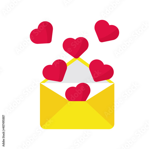 hearts love in envelope valentines day icons