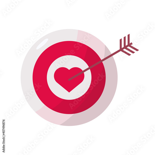 target with heart love and arrow valentines day icon