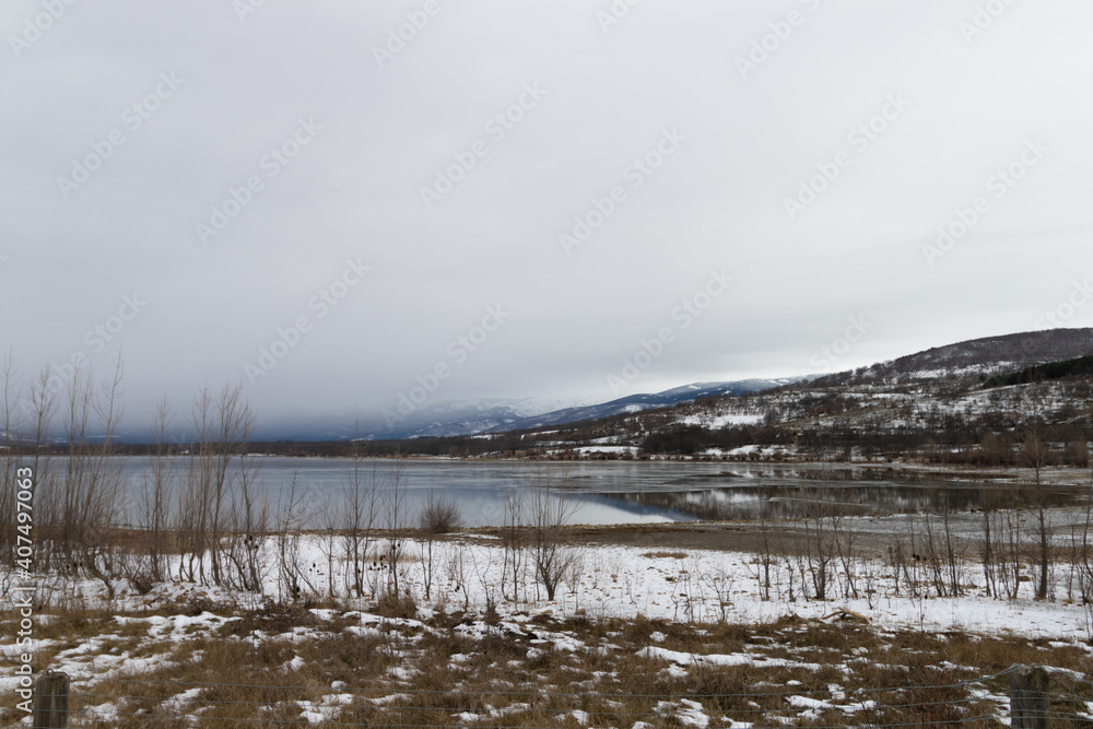 
winter ice, snowy landscapes after the passage of Storm Filomena through Spain