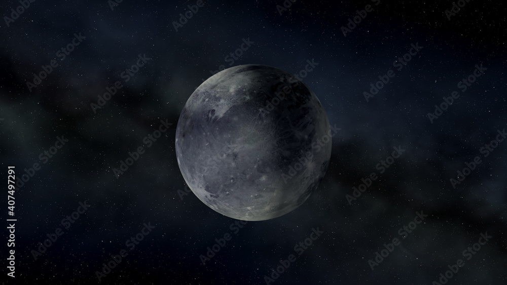 Pluto, planets of the solar system, space, 3D render, solar system, stars, galaxy