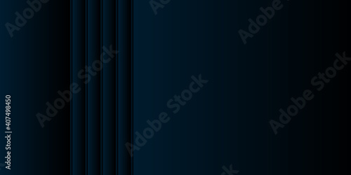 Abstract dark blue gradient background, waves and folds. 3D illustration.