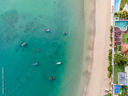 aerial view of boats in the beach calm view