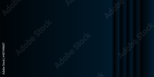 Abstract dark blue gradient background, waves and folds. 3D illustration.