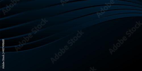 Abstract dark blue gradient background, waves and folds. 3D illustration.