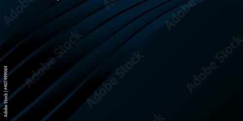 Abstract dark blue gradient background, waves and folds. 3D illustration.