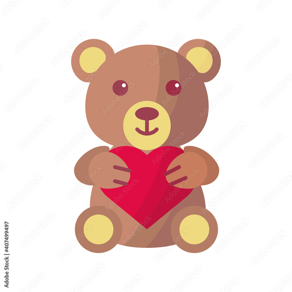 bear teddy with heart love valentines day icon