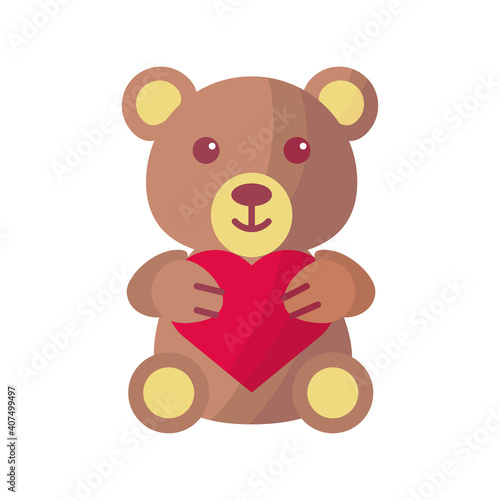 bear teddy with heart love valentines day icon