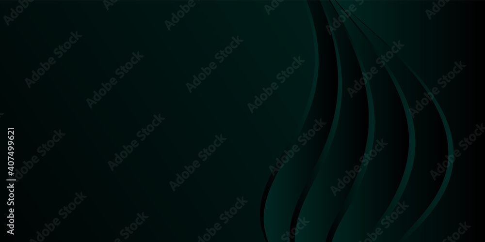 Abstract dark green gradient background, waves and folds. 3D illustration. Abstract dark green gradient background, waves and folds. 3D illustration.