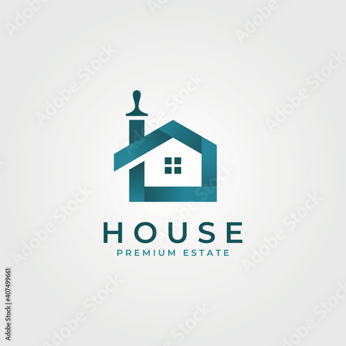 colorful house brushes logo creative clever vector symbol illustration design