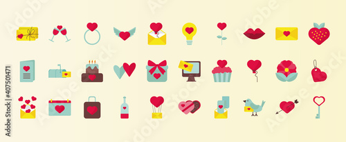 bundle of thirty valentines day set icons