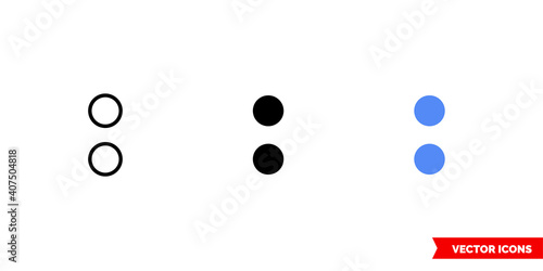 Colon icon of 3 types color, black and white, outline. Isolated vector sign symbol.