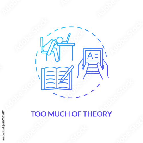 Too much theory concept icon. Staff training disadvantage idea thin line illustration. Overtraining in workplace. Underperformance. Employee frustration. Vector isolated outline RGB color drawing