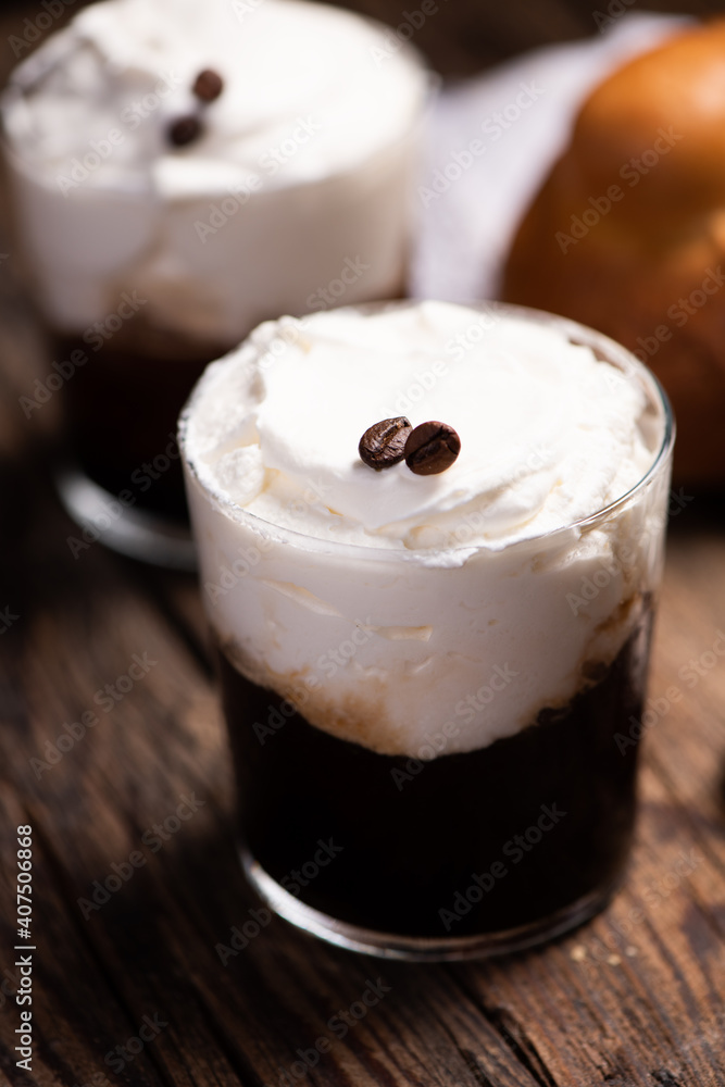Typical sicilian coffee granita with cream Typical sicilian coffee granita with cream