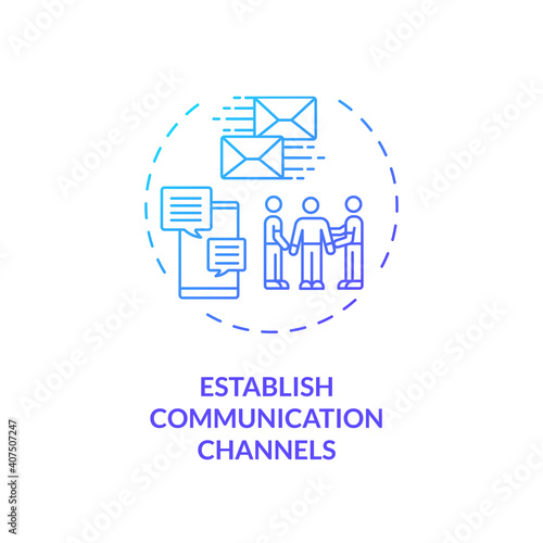 Establishing communication channels concept icon. Staff reboarding tip idea thin line illustration. Workers engagement and productivity. Internet and emails. Vector isolated outline RGB color drawing