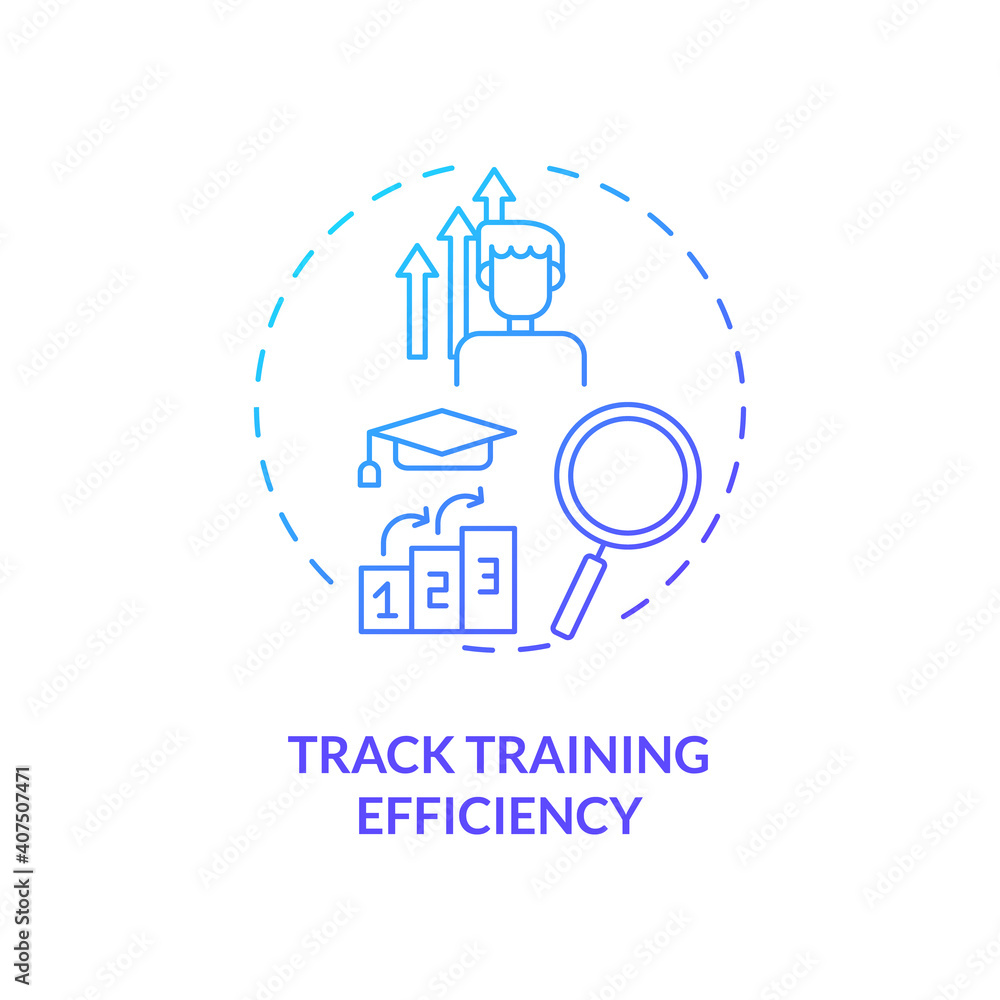 Tracking training efficiency concept icon. Staff reboarding tip idea thin line illustration. Boosting employee engagement and retention. Daily checking. Vector isolated outline RGB color drawing Tracking training efficiency concept icon. Staff reboarding tip idea thin line illustration. Boosting employee engagement and retention. Daily checking. Vector isolated outline RGB color drawing
