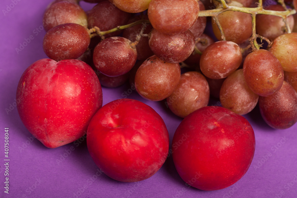 Grapes and plum Grapes and plum