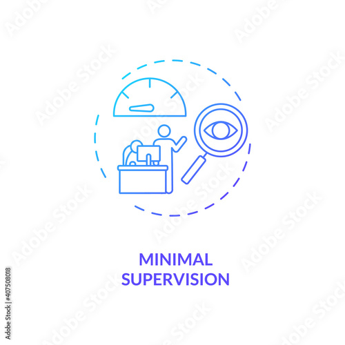 Minimal supervision concept icon. Staff training idea thin line illustration. Ability handling different responsibilities. Working independently. Vector isolated outline RGB color drawing