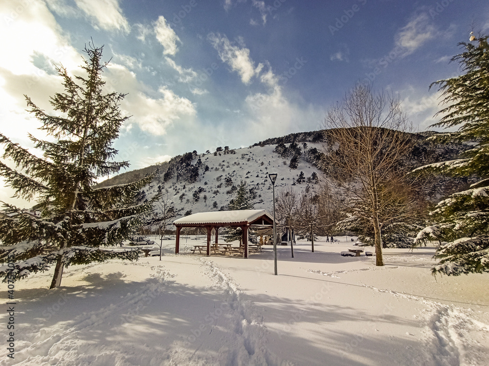 Great snowfall in Espinosa de los Monteros. A monumental and historic city that is covered in snow every year. Great snowfall in Espinosa de los Monteros. A monumental and historic city that is covered in snow every year.