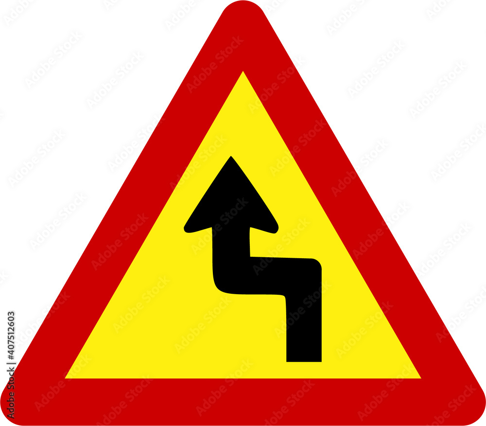 Warning sign with dangerous curves Warning sign with dangerous curves