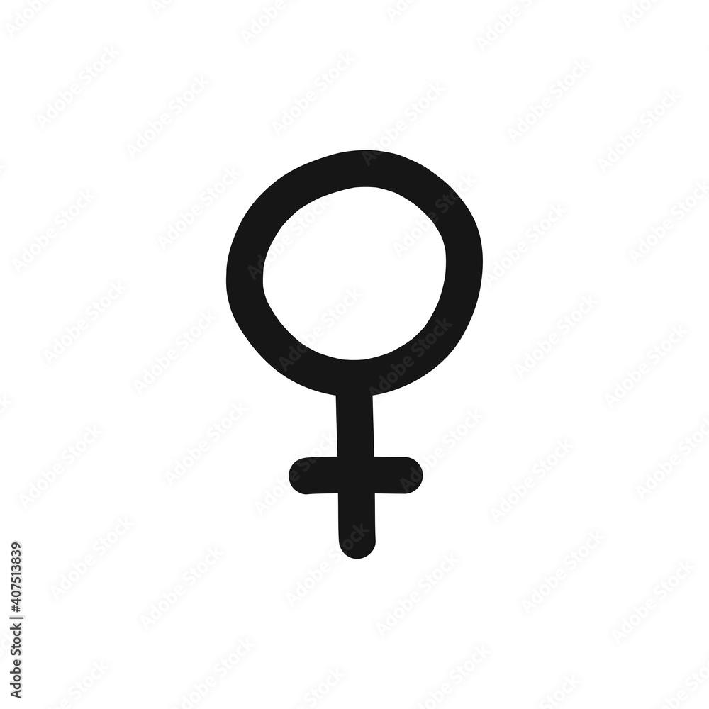 female symbol doodle icon, vector line illustration female symbol doodle icon, vector line illustration