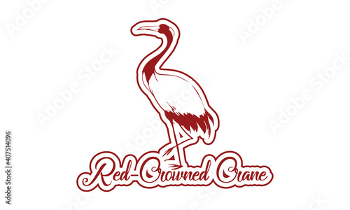 Red crowned crane logo vector