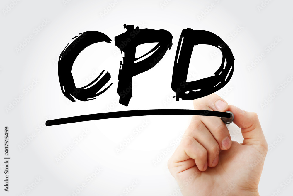 CPD Continuing Professional Development acronym with marker business CPD Continuing Professional Development acronym with marker business