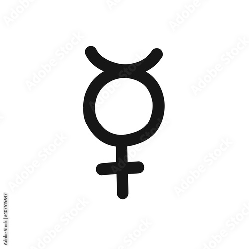 hermaphroditus symbol doodle icon, vector line illustration