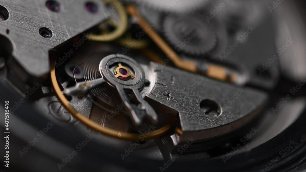 Working gear mechanism of an old wrist watch in macro. Close-up Working gear mechanism of an old wrist watch in macro. Close-up