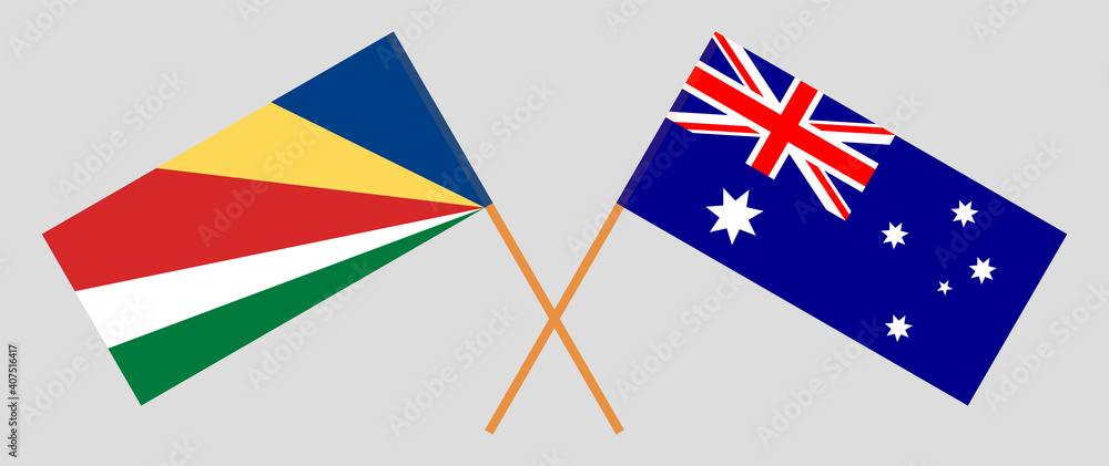 Crossed flags of Seychelles and Australia Crossed flags of Seychelles and Australia