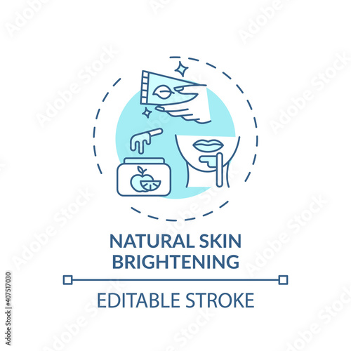 Natural skin brightening concept icon. Home spa idea thin line illustration. Reducing dark spots, freckles and acne scars appearance. Vector isolated outline RGB color drawing. Editable stroke