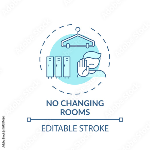 No changing rooms concept icon. Post-covid beauty salon safety rule idea thin line illustration. Dressing rooms risks. Fashion retail. Vector isolated outline RGB color drawing. Editable stroke
